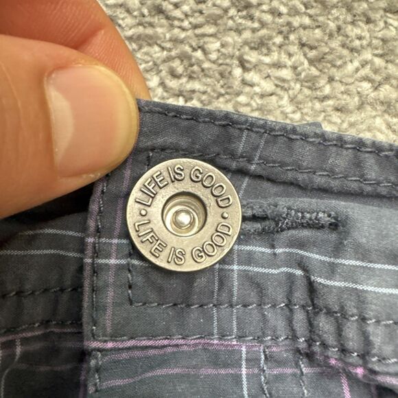 Life Is Good Cargo Capri Pants Womens 6 Blue Pink Plaid Cotton Casual Outdoor - Picture 5 of 14